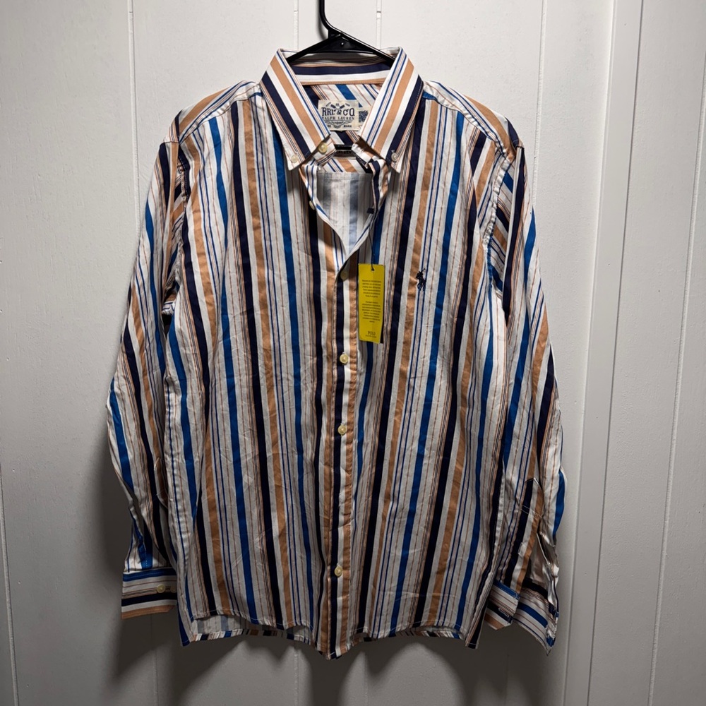 RRL & CO Double R Ralph Lauren Men’s Long Sleeve Stripe Button Down Shirt